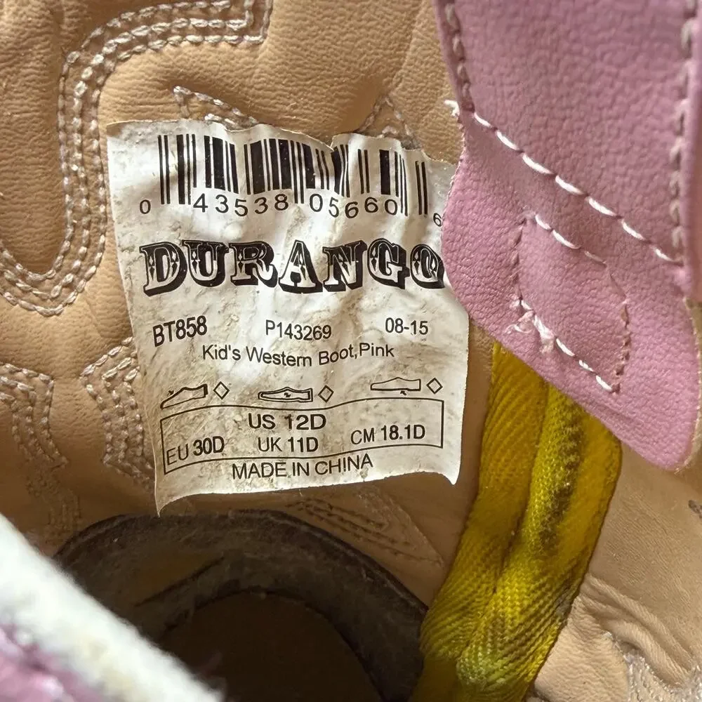 Durango Pink Western Cowboy Boots Kids Size 12D